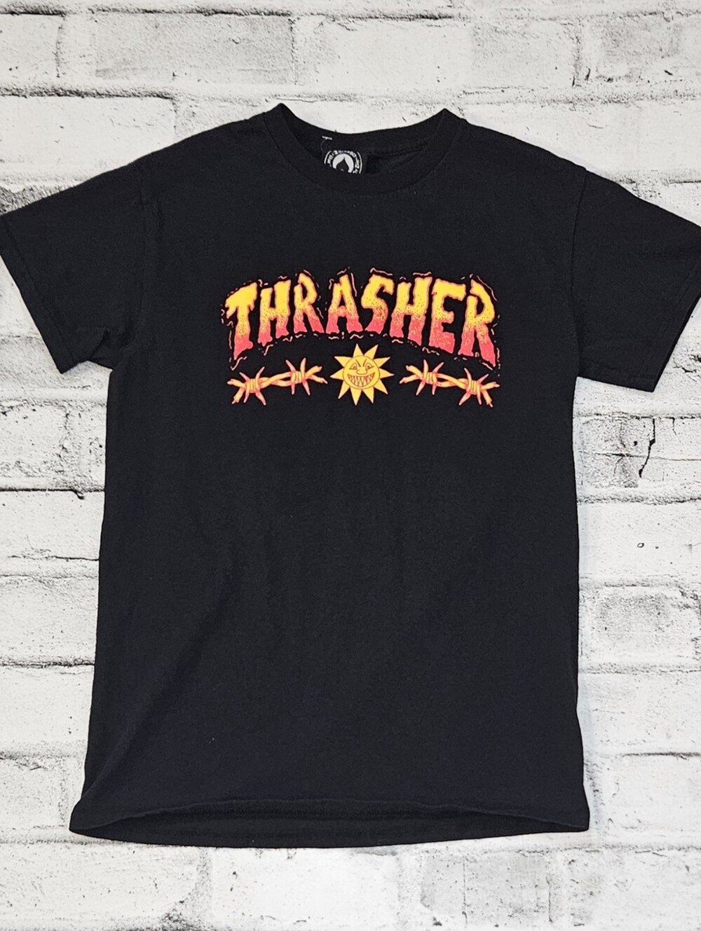 Thrasher Magazine Graphic T Shirt Black Flame Dragon Skull Mens Small